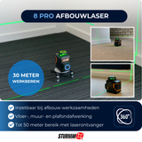 Kruislijnlaser LL-A3300 - 2 x 360° Lijnen - Groene Laser - 4000mAh Accu