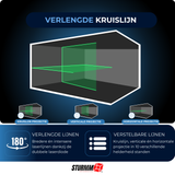 Kruislijnlaser LL-A1600 - Twee Verstelbare Llijnen - Groene Laser - 1000mAh Accu