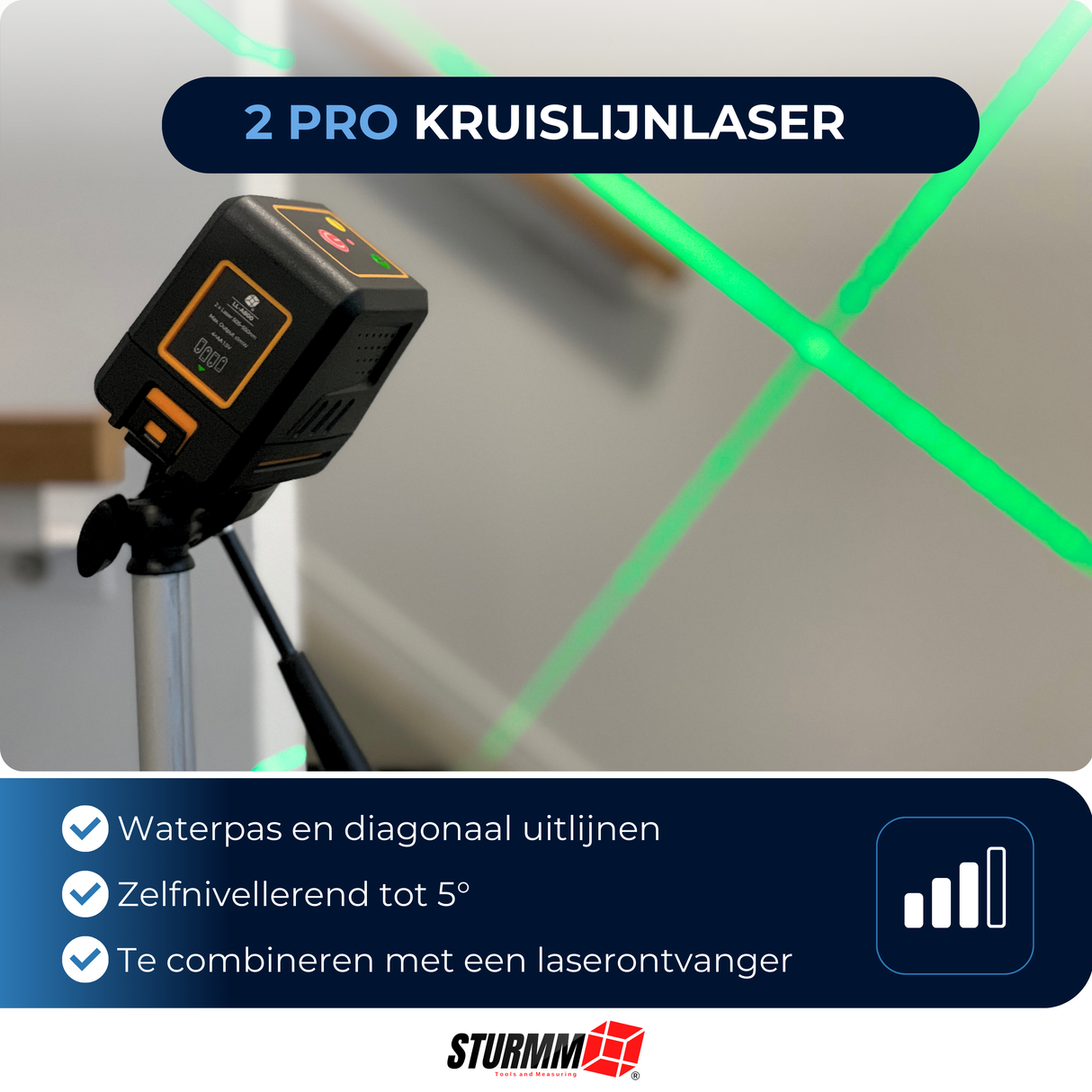 Kruislijnlaser LL-A800 - Twee Verstelbare Llijnen - Groene Laser