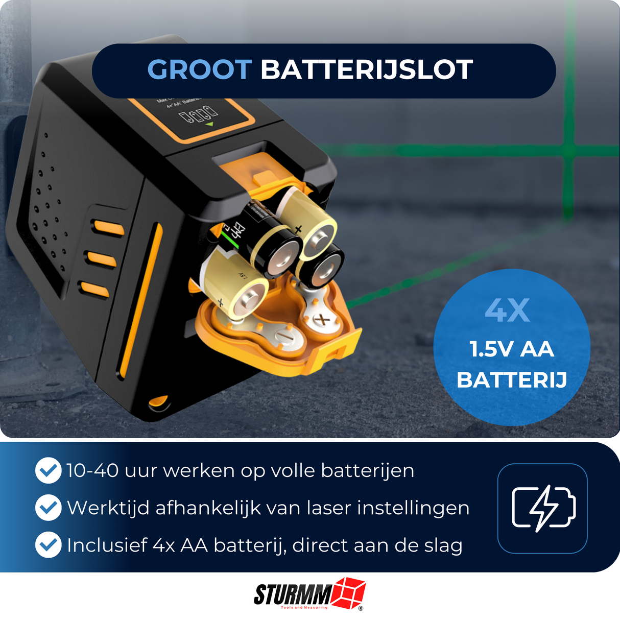 Kruislijnlaser LL-A800 - Twee Verstelbare Llijnen - Groene Laser