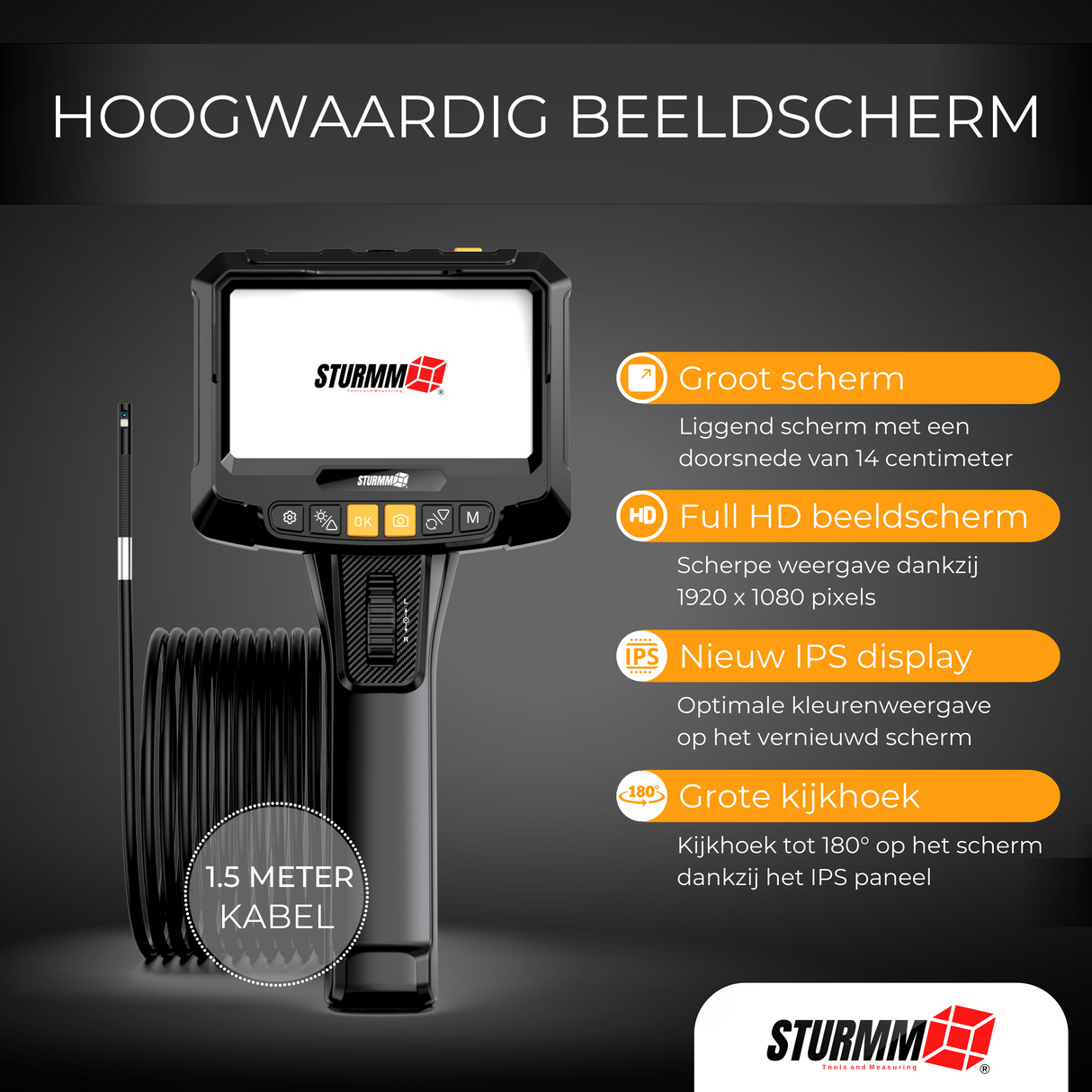 Inspectiecamera ST-IC11S - Endoscoop met stuurbare lens - Twee camera's - 1.5 Meter kabel